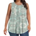 thumbnail image 2 of Homenesgenics Tank Tops for Women Plus Size Summer Floral Printed T-Shirt Home & Leisure Round Neck Tank Top,Sleeveless Tunic Tops Green XXL, 2 of 7