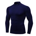 thumbnail image 1 of Camisa de compresión Queerier para hombre, cuello alto, manga larga, azul marino, 1 of 9