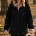 thumbnail image 5 of Plus Size Womens Fuzzy Winter Coats Full Zip Oversized Lightweight Hooded Fall Jackets with Pockets Drawstring Long Sleeve Loose Outerwear Size to 4XL, 5 of 9