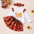 thumbnail image 4 of Wonitaaizi Baby Girl Thanksgiving Outfit Long Sleeve Letter Print Romper Mini Skirt Headband 3Pcs Clothes Set (18-24 Months,Brown), 4 of 7