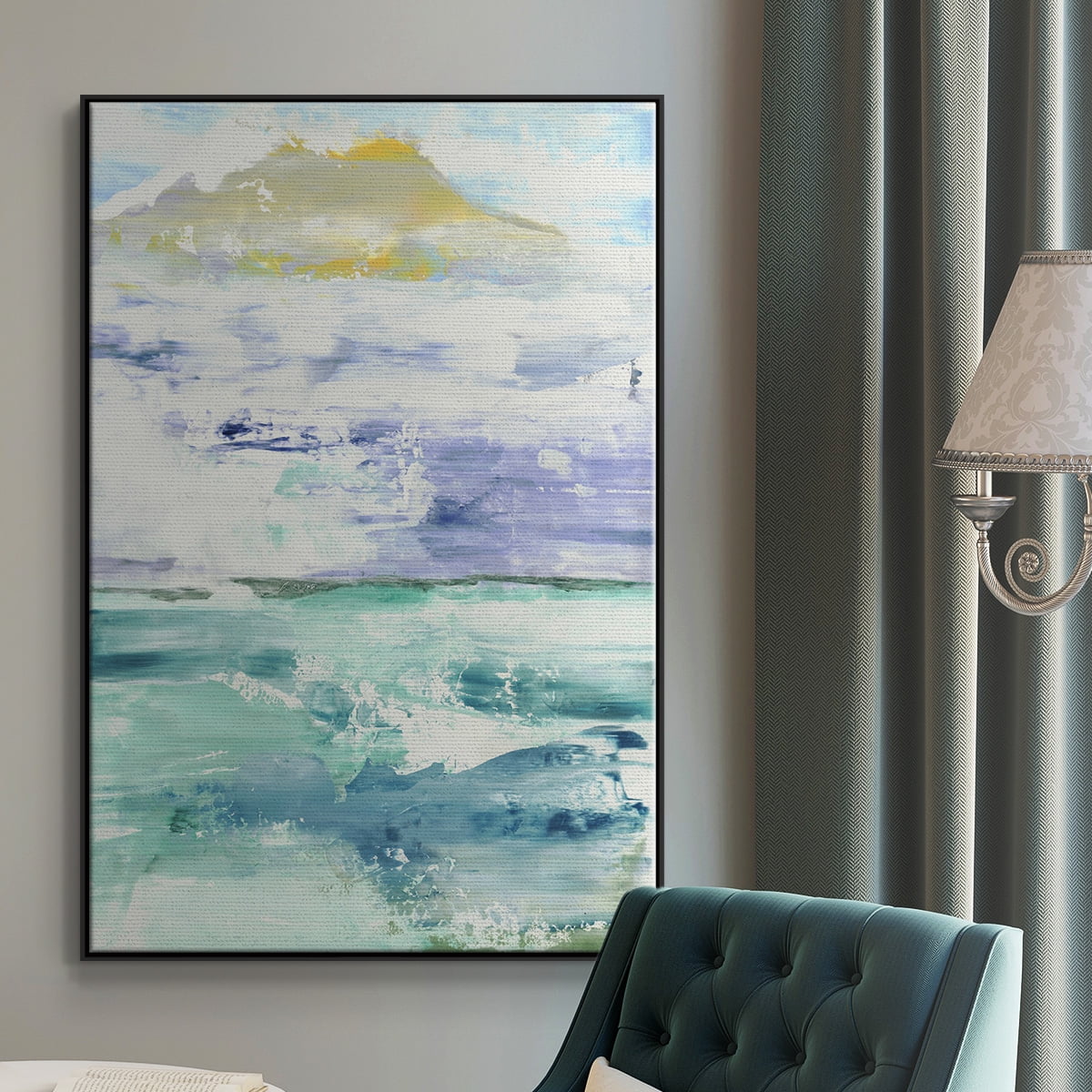 Fantasy Seascape Framed Premium Gallery Wrapped Canvas - Ready to Hang - 17 x 25 - Black Floating Frame