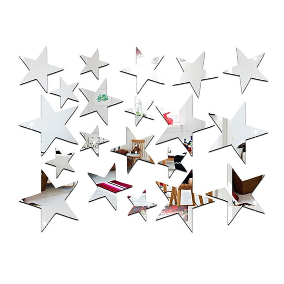 WYZCTTD 100 Pcs Star Mirror Wall Stickers Removable Acrylic Self Adhesive Decal for Nursery
