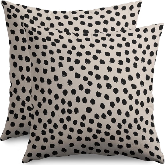 Black Cream Polka Dot Throw Pillow Covers 18x18 Rustic Boho Style Decorative Pillow Cases Set of 2 Outdoor Farmhouse Decoration for Sofa Couch Bed