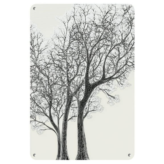 1pc Abstract Black and White Tree Silhouette Iron Wall Art, 8x12 inch Forest Silhouette Metal Painting, Modern Home Decor, Minimalist Tree Branches Wall Hanging