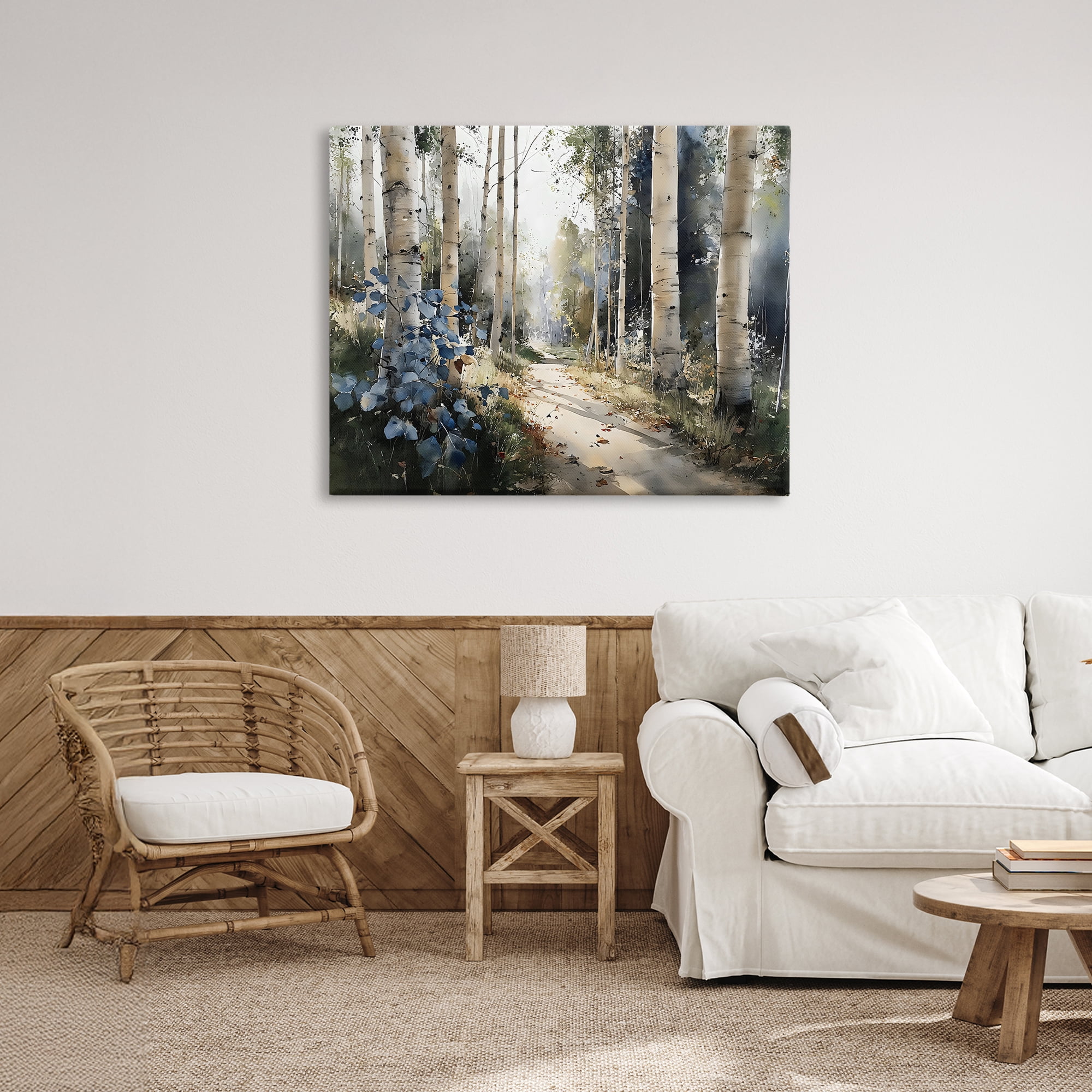Stupell Industries Blue Birch Sunlit Forest Canvas Wall Art, design by Franklyn Gregory