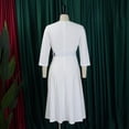 thumbnail image 5 of AURA Plus Size V Neck Pleated Midi Dress High Waist Belted A Line 3 4 Sleeve Elegant Summer Work Dress with Zipper, 5 of 9