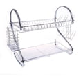 thumbnail image 1 of Large Dish Drying Rack Cup Drainer 2-Tier Strainer Holder Tray Stainless Steel Kitchen Accessories, 1 of 8