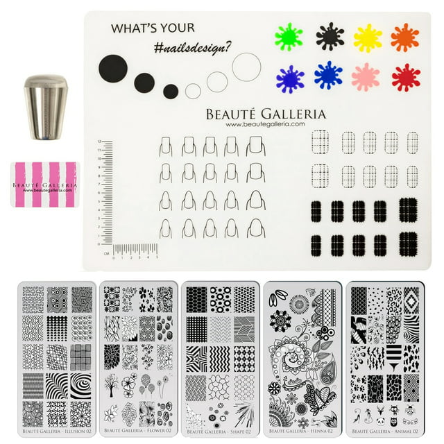 Beaute Galleria Bundle Nail Art Stamping Set - 5 Styles of Premium ...