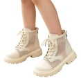 thumbnail image 6 of Girls Ankle Boots Mesh Lace Up Back Zipper Booties Kids Summer Hollow Out Breathable Soft Sole Boots White 12 Little Kids, 6 of 7