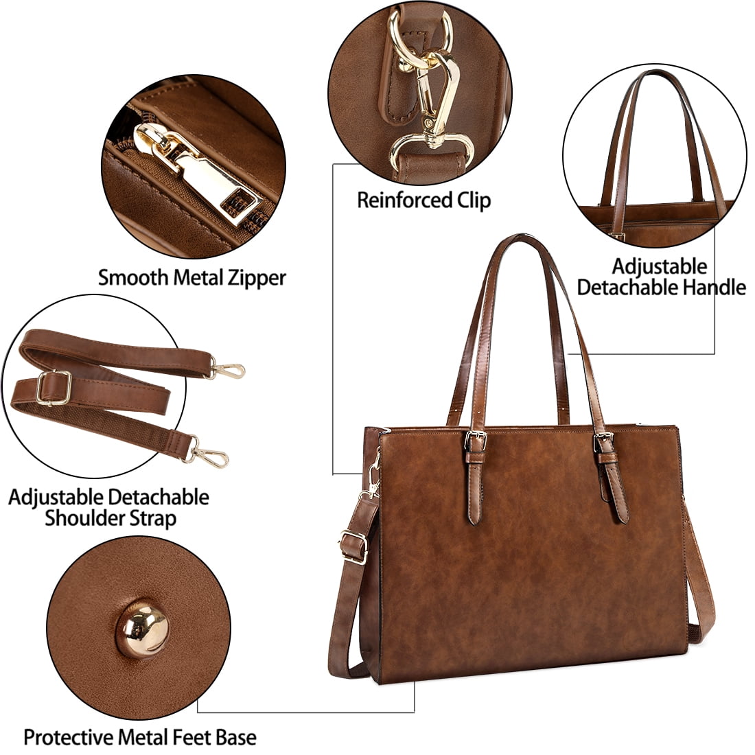 HangBag for Women 15.6 Inch Computer Tote Bag Waterproof Lightweight Leather Business Office Briefcase Large Capacity Handbag Shoulder Bag Professional Office Work Bag