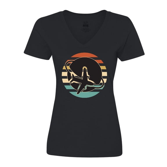 Inktastic Airplane Trip Vintage Travel Women's V-Neck T-Shirt
