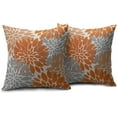 thumbnail image 1 of Orange Flower Pillow Covers 18x18 Set of 2 Grey Gray Dahlia Modern Geometry Floral Decorative Throw Pillows Outdoor Farmhouse Holiday Pillowcases Cushion Case Decor for Home Sofa Couch Bed, 1 of 5