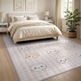 thumbnail image 3 of ODIKA 8'x10' Washable Area Rug Pink Mini Plaid Grid Print Featuring Feline Motif Border Tapete for King Size Bedroom Under Bed, Master Suite, Non-Shedding, Easy Care, 3 of 7