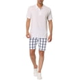 thumbnail image 2 of INSPIRE CHIC Men's Plaid Shorts Checked Regular Fit Flat Front Dress Shorts, 2 of 6