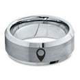 thumbnail image 2 of Tungsten GPS Location Symbol Icon Band Ring 8mm Men Women Comfort Fit Gray Step Bevel Edge Brushed Polished, 2 of 4