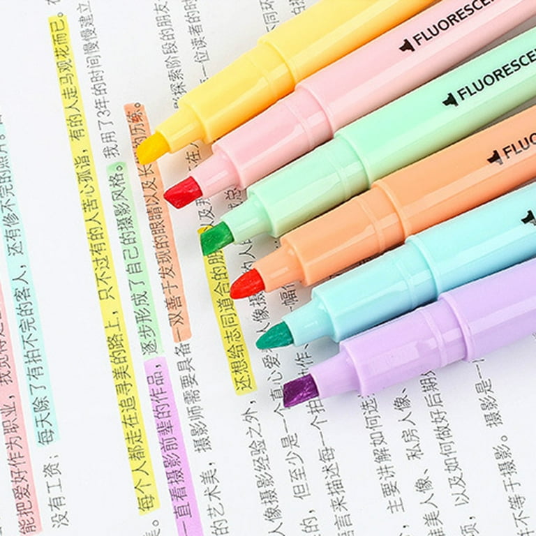 6 Assorted Color Highlighter Pen Set Clear View Tip Highlighter No Bleed Aesthetic Highlighters Clear View