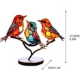 thumbnail image 5 of Rungungde Stained Glass Birds On Branch - Double Sided Multicolor Metal Birds Craft Statue Desktop Ornaments, Flat Stained Glass Birds Art Sculpture for Home Office Bedroom Decorations, 5 of 13