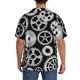 thumbnail image 3 of Balery Metallic Gears Camisa Casual de Manga Corta con Botones para Hombre, Texturizada, Estilo Cubano, para Playa, Verano-Large, 3 of 5