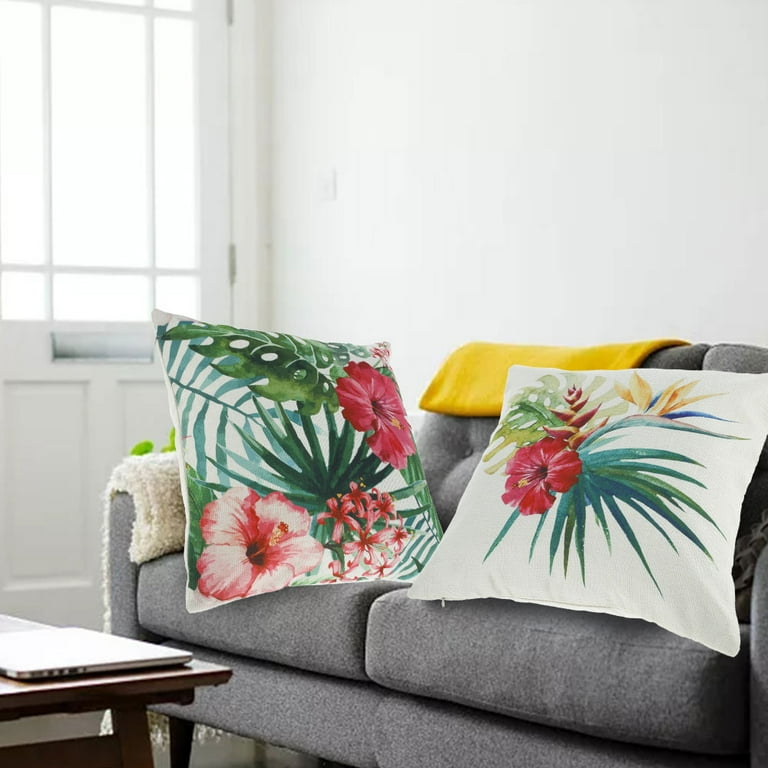 Outdoor Waterproof Throw Pillow Covers Tropical Plants Waterproof