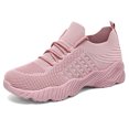 thumbnail image 4 of Women Breathable Knit Lace Up Walking Sneakers, Thick Cushioned Sole Lightweight Daily Commute Casual Outdoor Footwear Pink 6, 4 of 7