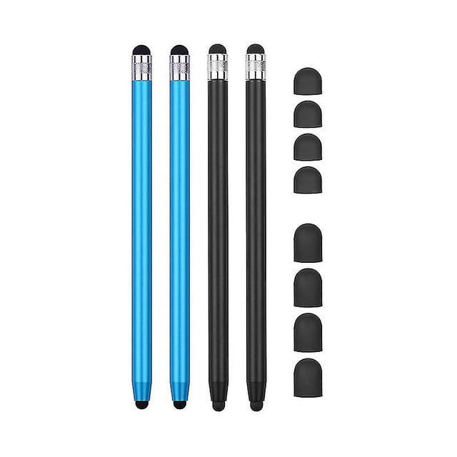 Lápiz óptico universal 2 en 1 para pantalla táctil para todas las tabletas con pantalla táctil, teléfonos celulares con 8 puntas de goma suave reemplazables adicionales, 4 piezas 2