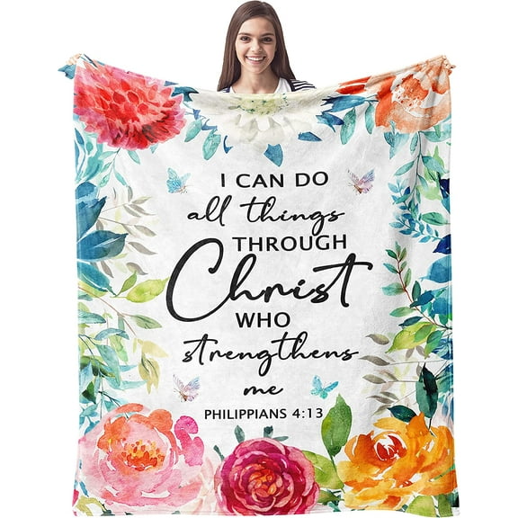Christian Gifts for Women Blanket 60"x50", Inspirational Religious Gifts for Women Throw Blanket, Catholic Spiritual Gifts for Women, First Communion Gifts for Girls Catholic Blankets Throws