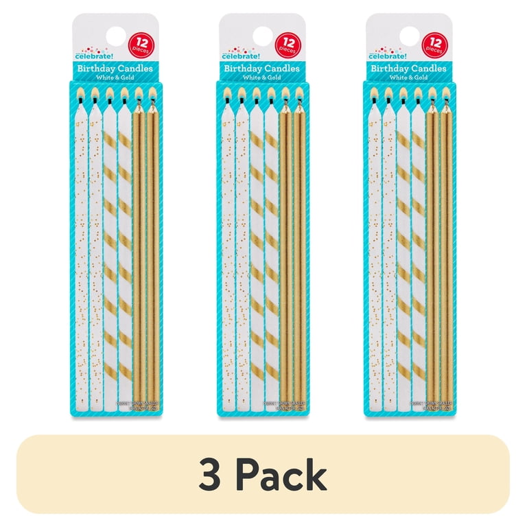 Way To Celebrate White and Gold Birthday Candles, 12 Pieces photo 1