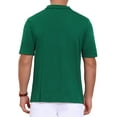 thumbnail image 3 of Men's Striped Knit Polo Shirt Chest Pocket Short Sleeve Vintage Golf Shirts M Green, 3 of 5