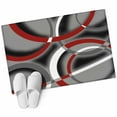 thumbnail image 6 of Grey Geometric Bathroom Rug Washable 2x3 Entryway Rug Non Slip Modern Abstract Black White Red Striped Front Door Mat Low Pile Indoor Doormat Throw Floor Carpet for Kitchen Bedroom Entrance, 6 of 8