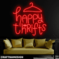 thumbnail image 2 of Craftnamesign Happy Thrifts Neon Sign, Second Hand Wall Art, Thrifts Clothing Decor, 2 of 4