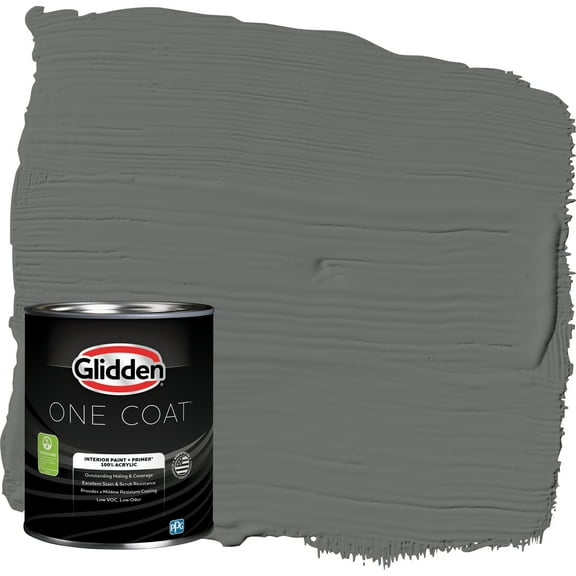 Glidden One Coat Interior Paint and Primer, Up in Smoke / Gray, 1 Quart, Semi-Gloss