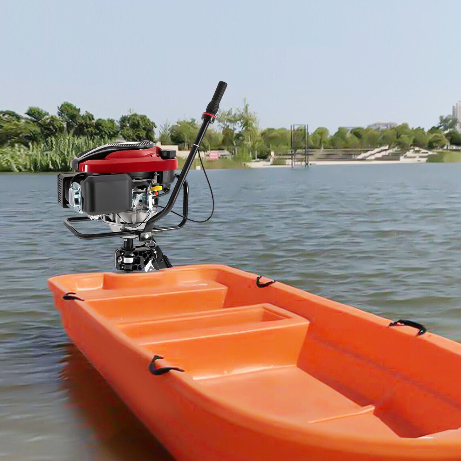 Hangkai 8 HP 4-Stroke Outboard Boat Motor with Air-Cooled TCI 196cc Gasoline
