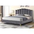 thumbnail image 2 of Sicily Velvet Fabric Cali King Platform Bed in Gray, 2 of 3