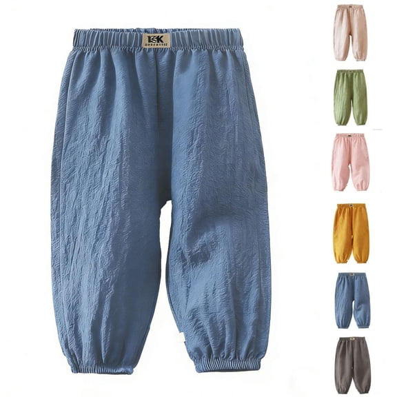 BXSRUTA Kids Boys Girls Casual Pants Breathable Lightweight Soft Stretch Pull on Pants for Spring Summer Toddler Youth