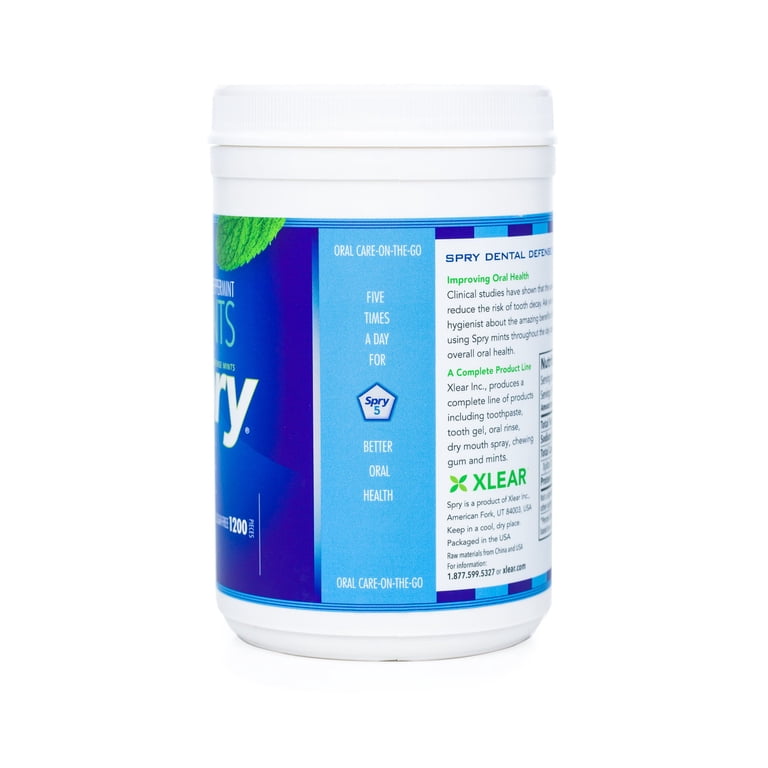 Spry Xylitol Sugar-Free Mints, Peppermint Flavor, 1200 Count