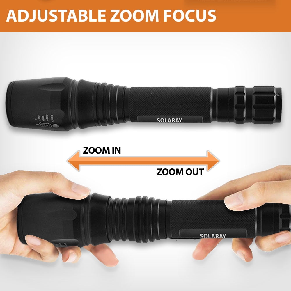 LED Flashlight Kit - Rechargeable Flashlight with 5 Light Modes and Adjustable Zoom for Outdoor & General Home Use