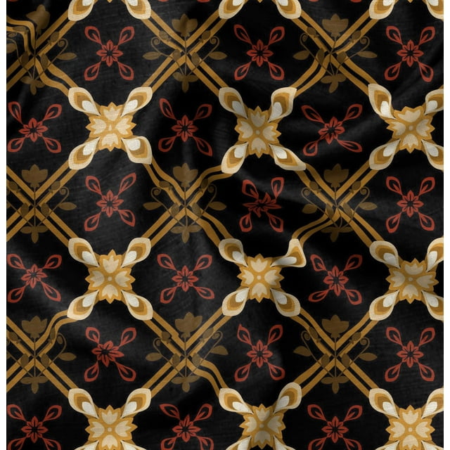 Soimoi Georgette Viscose Fabric Argyle Check Decor Fabric Printed Yard 42 Inch Wide