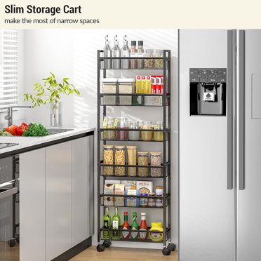 6 Tier Slim Rolling Storage Cart with Wheels, Holaki Mobile Shelving ...