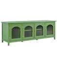 thumbnail image 3 of Modern TV Stand for 80" TV,Retro Storage Buffet Cabinet with Glass Door and Shelves, TV Console Table for for living Room,Dining Room,Kitchen, Antique Green, 3 of 7