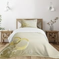 thumbnail image 3 of Ambesonne Wedding Quilted Bedspread Set 2 Pcs, Rings Floral Romantic, Twin Size, Yellow Sepia Coconut, 3 of 6