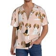 thumbnail image 3 of Gaeub Beagle Dog On Brown Men's Lapel Short Sleeve Shirt, Relaxed Fit Shirt, Soft and Breathable for Outdoors Party Travel - Large, 3 of 7