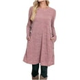 thumbnail image 2 of Mikilon Robe Boutonnée à Manches Longues, Col Rond, Ample, Confortable, avec Poches pour Femmes, Automne, 2 of 9