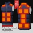 thumbnail image 5 of HAPIMO Clearance Unisex Casual Zipper Thickened Jacket Stand Collar Dual Control Thirteen Area Solid Heat Heating Vest USB Charging Sleeveless Fall Winter Puffer Vest Dark Blue M, 5 of 6