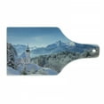 thumbnail image 1 of Winter Cutting Board, Snowy Bavaran Alps with Maria Gern with Famous Watzmann Massif Scenes from Germany, Tempered Glass Cutting and Serving Board, Wine Bottle Shape, Blue White, by Ambesonne, 1 of 1
