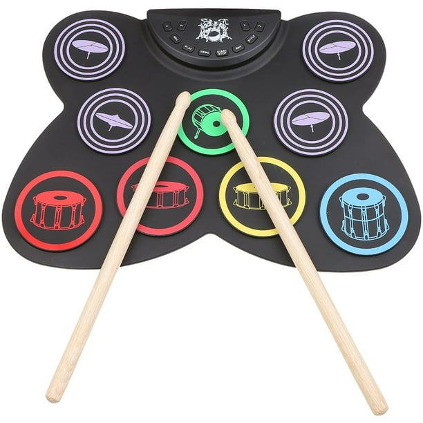 1 juego de batería electrónica para niños y adultos, juego de práctica de batería, instrumento de juguete para regalo de cumpleaños