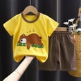 thumbnail image 2 of TOWED22 Toddler Baby Boy Fishing Outfit Fish Embroidery Short Sleeve T-Shirt Top and Plaid Shorts Set 2Pcs Summer Clothes Yellow,18-24 M, 2 of 4