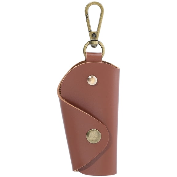 PU Leather Silencer Sleeve Key Holder Wrap Keychain for Motorcycle Portable Protective Keyring Cover Pouch with Snap