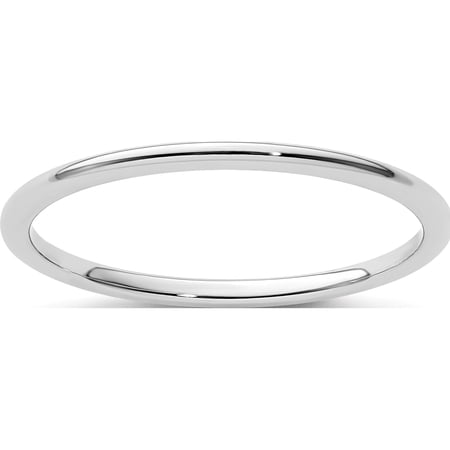 14K White Gold 1.2mm Half Round Stackable Band (Size 10) Made In United States stk17-120w-10