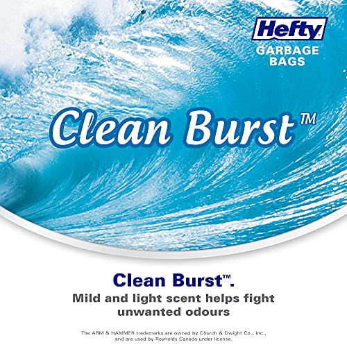 Hefty™ Garbage Bags, Strong Regular 75 Litres Black, EasyFlaps™, Arm & Hammer odour neutralizer, 30 Bags
