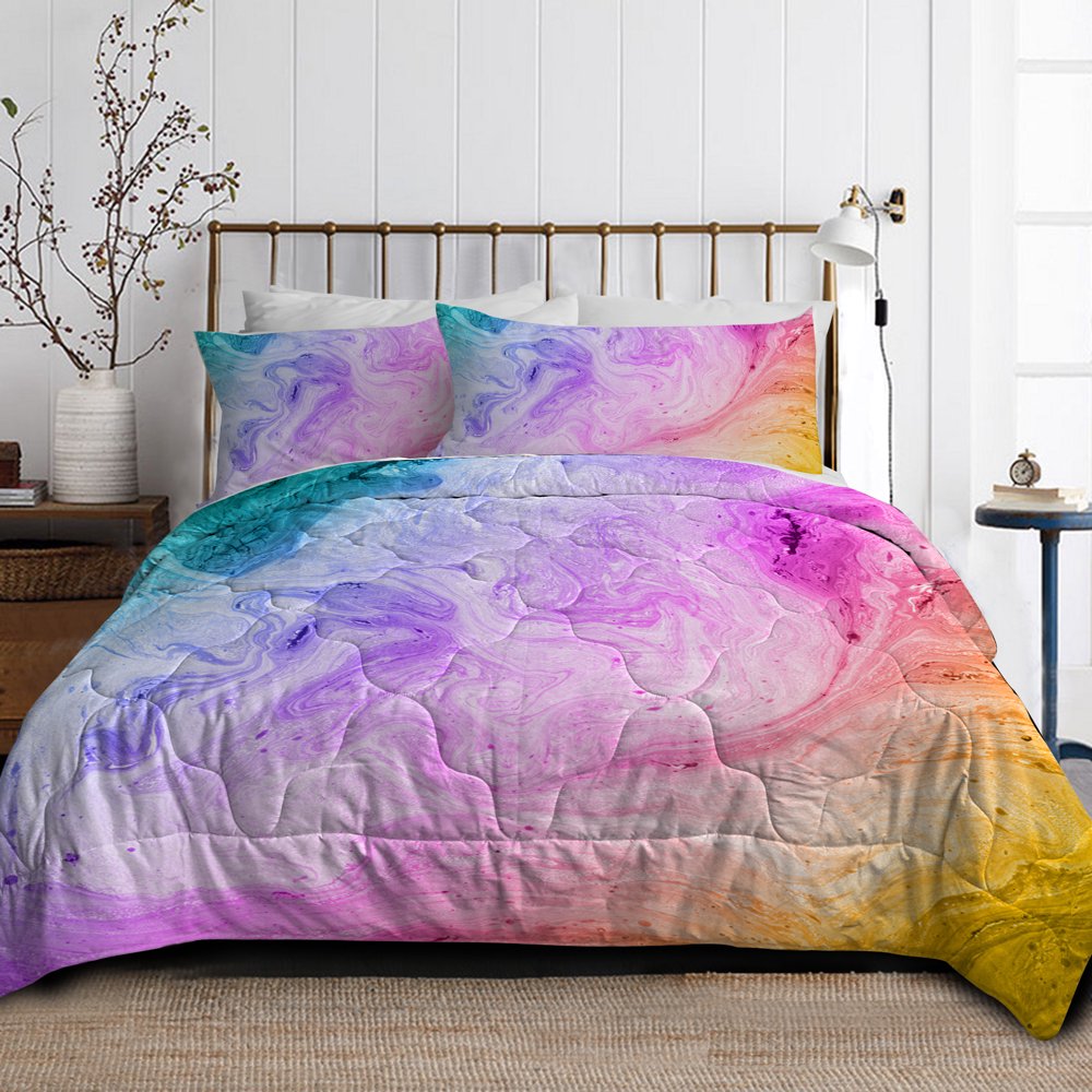Arightex 3 Pieces Tie Dye Bedding Comforter Set with Pillow Shams